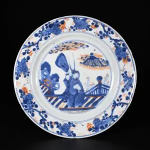 Assiette en porcelaine d'époque Kangxi, à décor Imari d'un dignitaire.